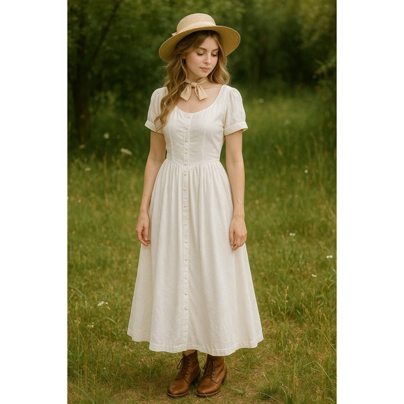 Paul Harris Dresses | Paul Harris Vintage White Cotton Maxi Dress Cottagecore Vintage Made in USA | Color: White | Size: S | Everwildrevival's Closet